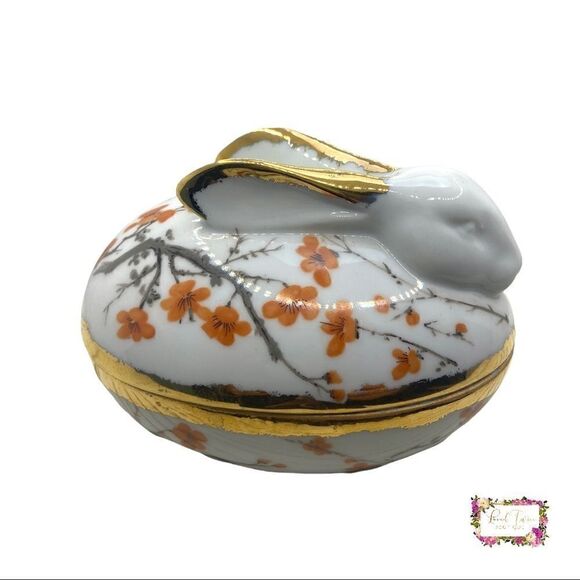 Bunny Rabbit Egg Floral Trinket Box - Picture 14 of 14